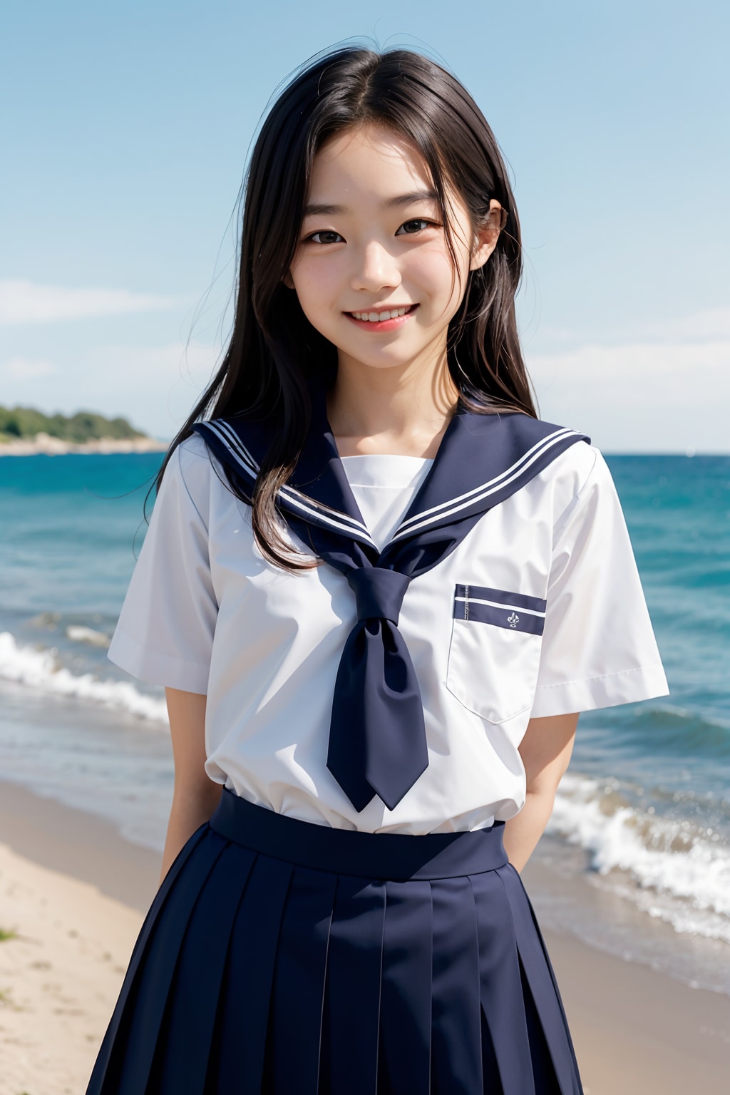 海辺の女子校生