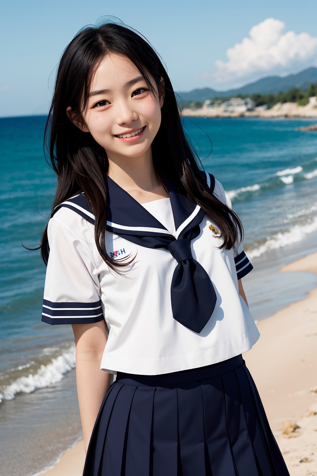 海辺の女子校生