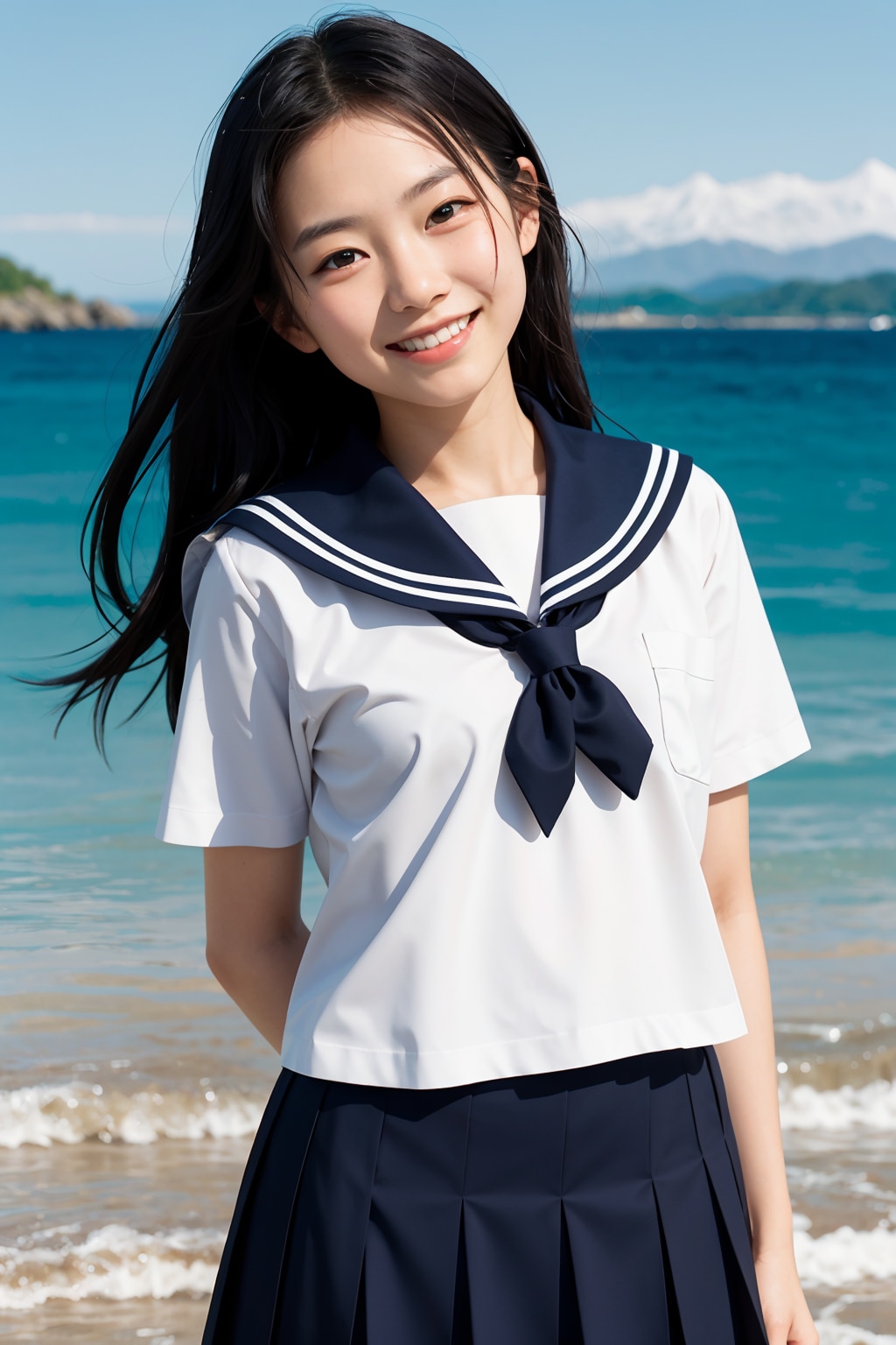 海辺の女子校生