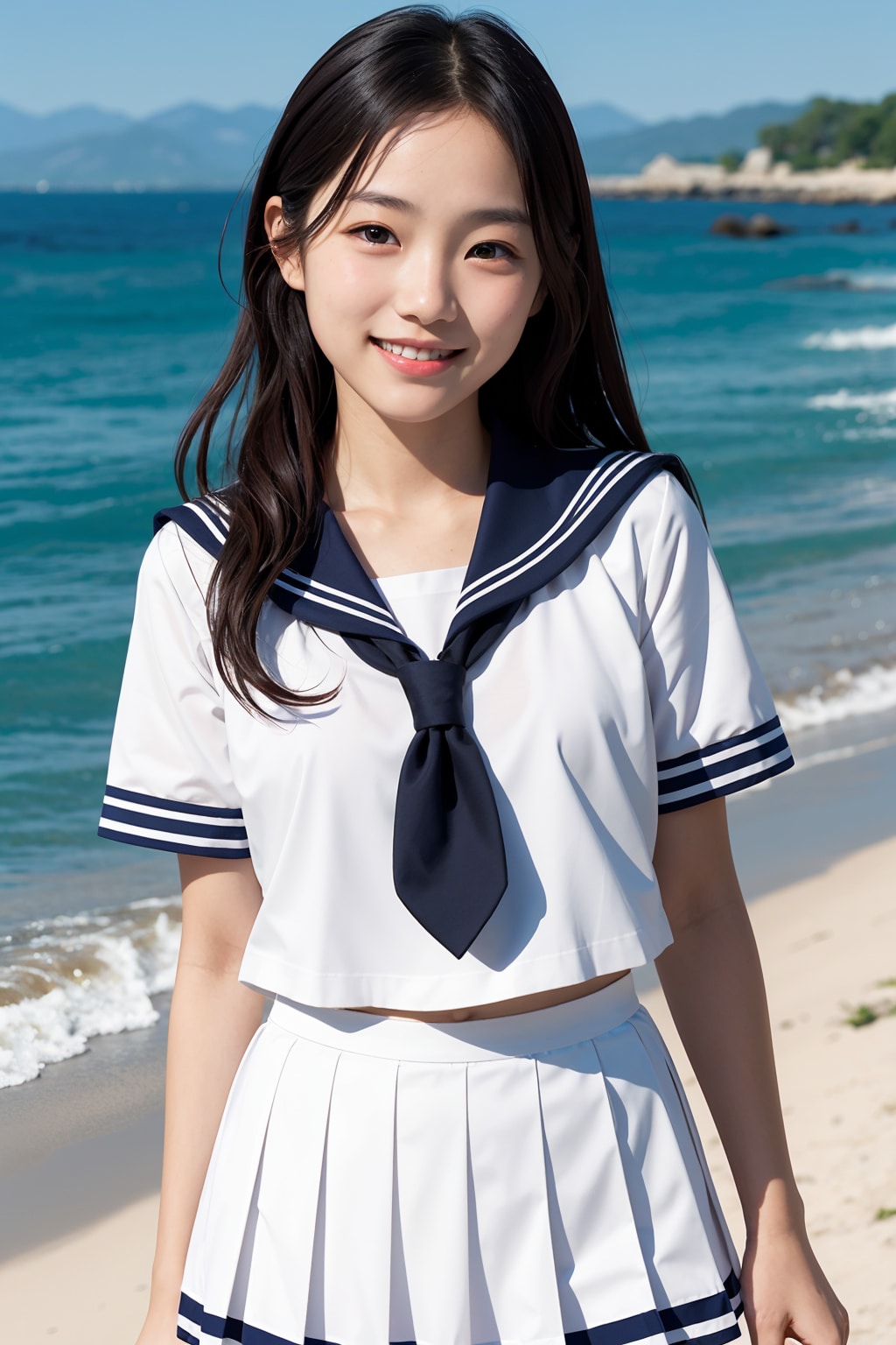 海辺の女子校生