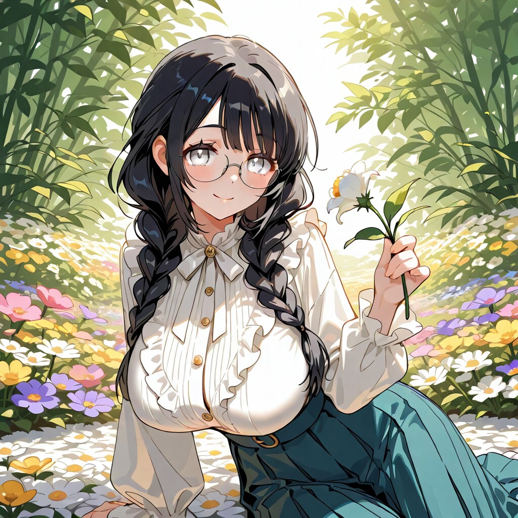 おさげちゃんとお花