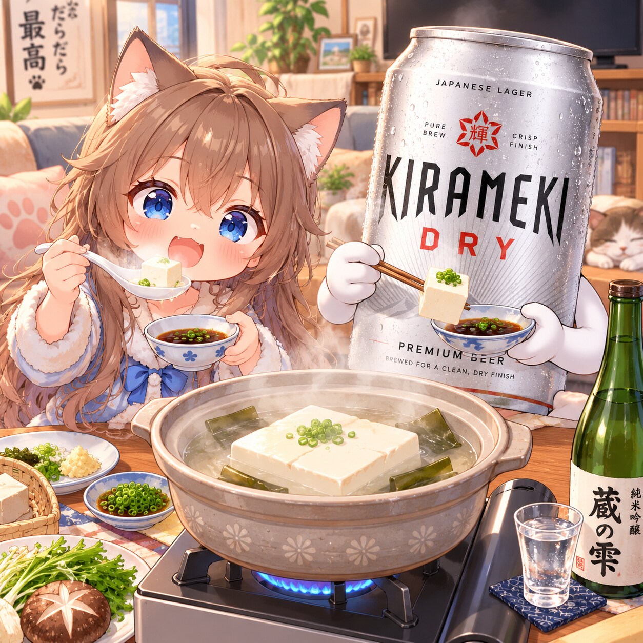 湯豆腐を食べる小さな女の子 | の人気AIイラスト・グラビア