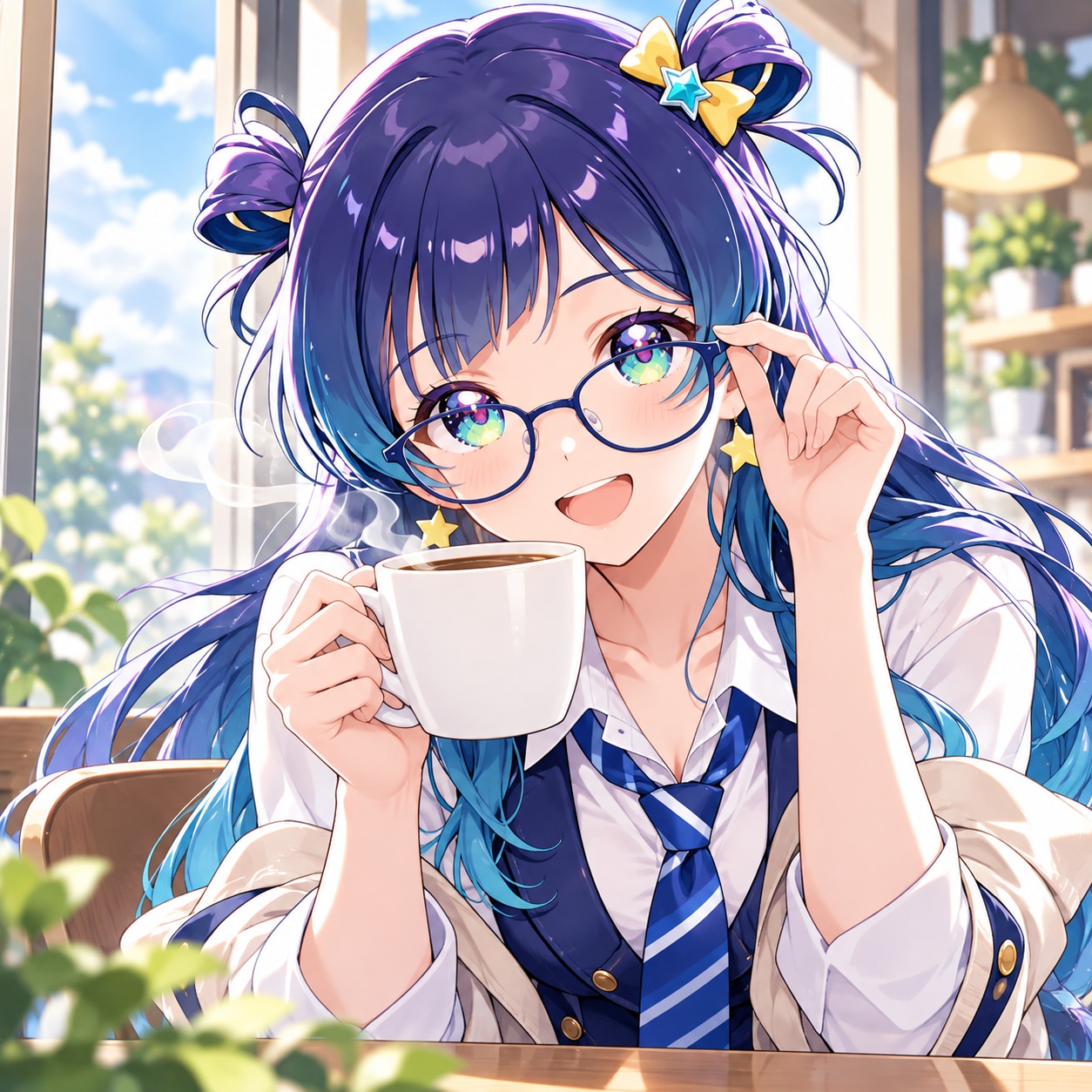 メガネとネクタイとコーヒー（１）３時のアイドル　GPTimages2.5 | の人気AIイラスト・グラビア