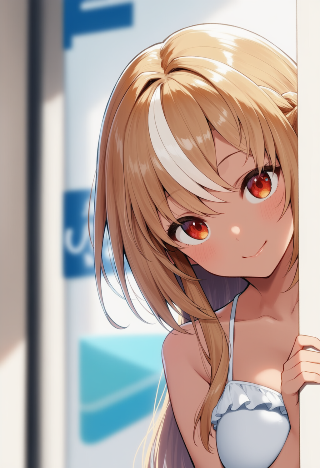 ふーたんが物陰からジッと見つめているだけ