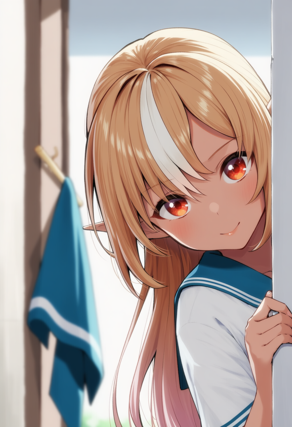 ふーたんが物陰からジッと見つめているだけ