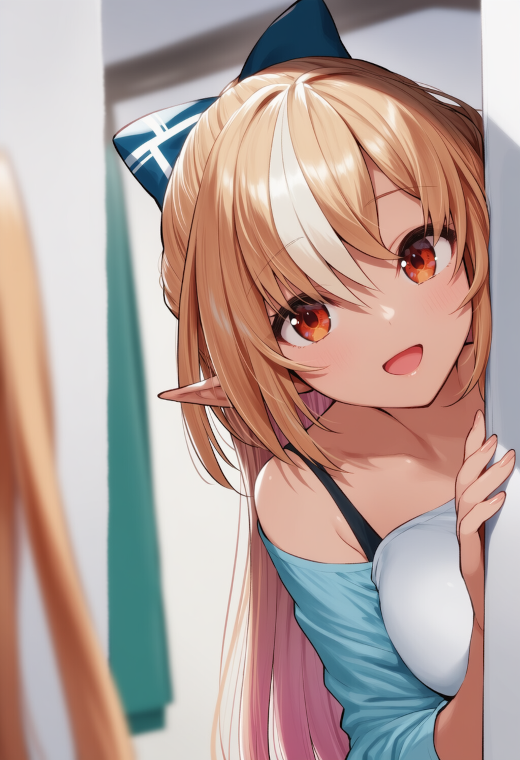 ふーたんが物陰からジッと見つめているだけ