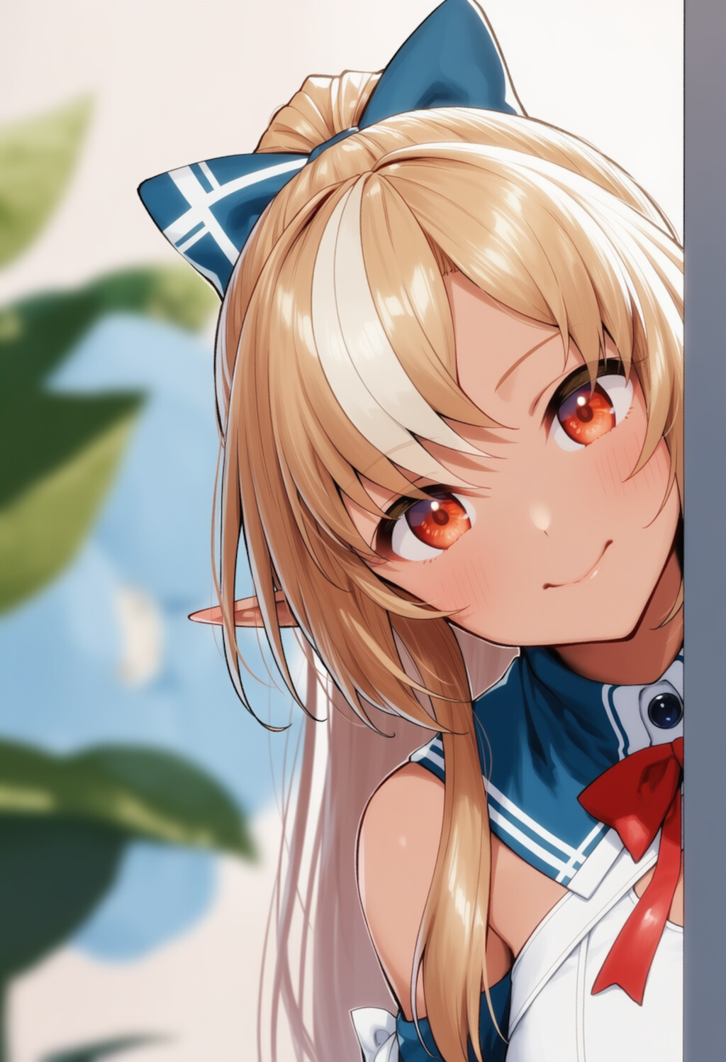 ふーたんが物陰からジッと見つめているだけ