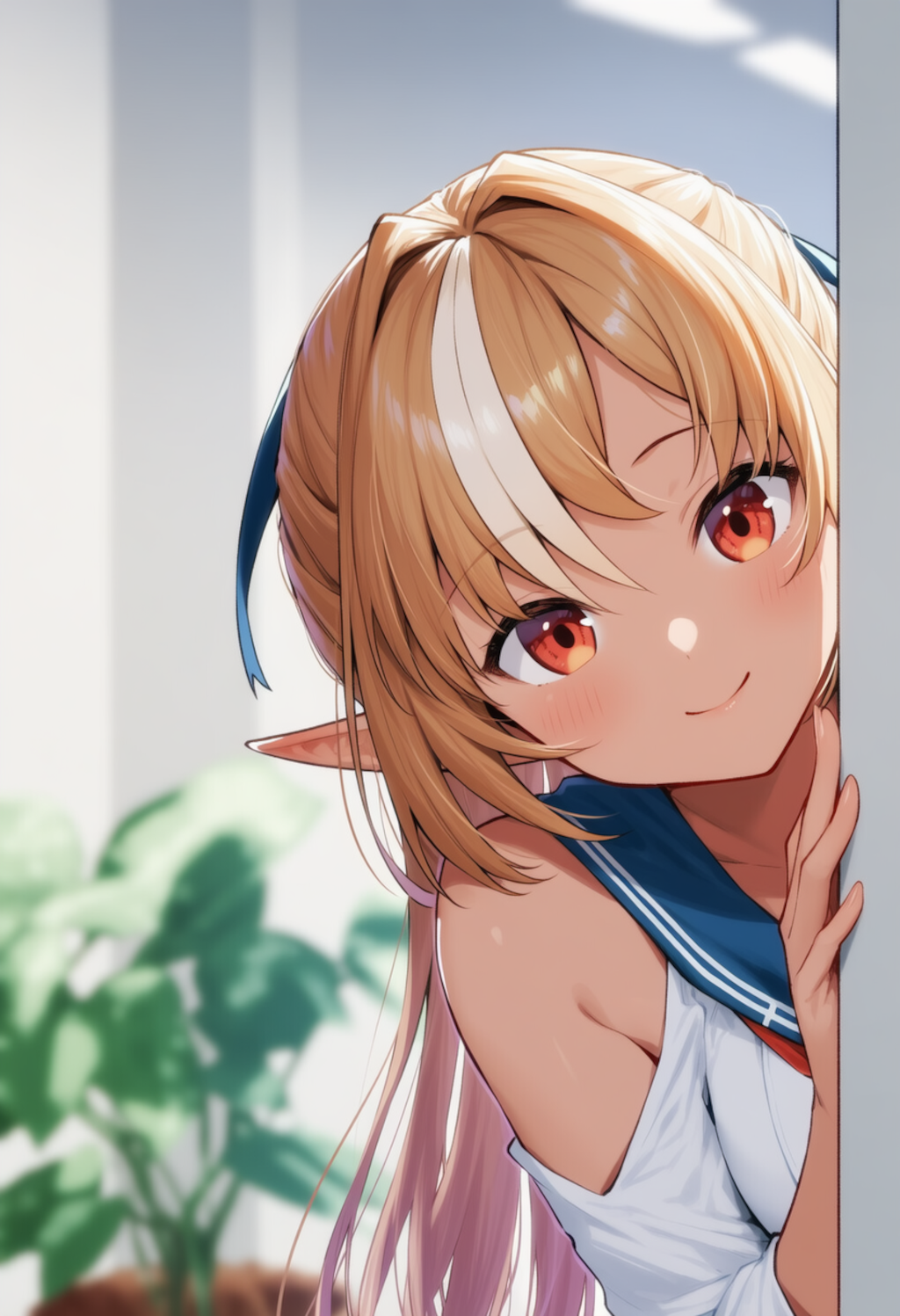 ふーたんが物陰からジッと見つめているだけ