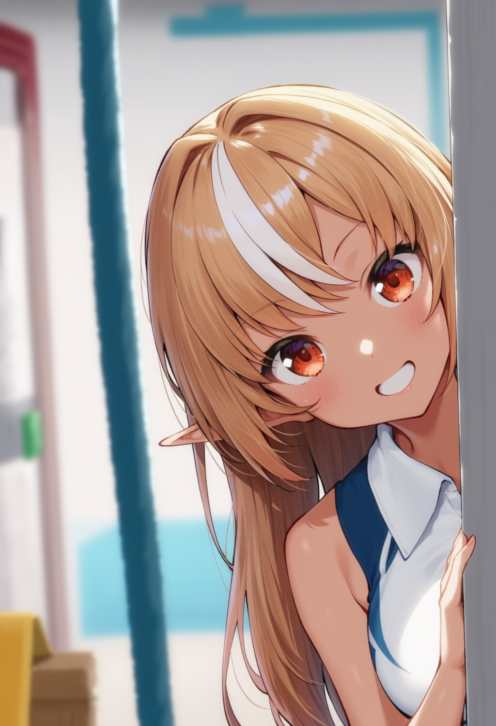 ふーたんが物陰からジッと見つめているだけ