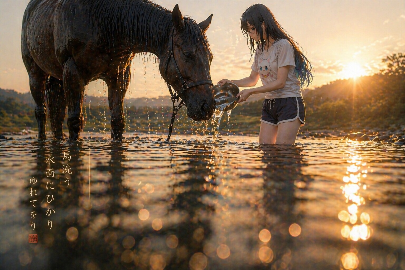 水面にひかり、ゆれてをり