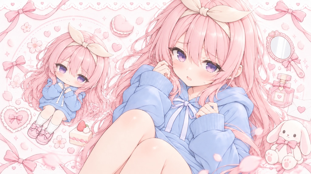 看板娘・ディシエルちゃん　ちびキャラと甘々な背景