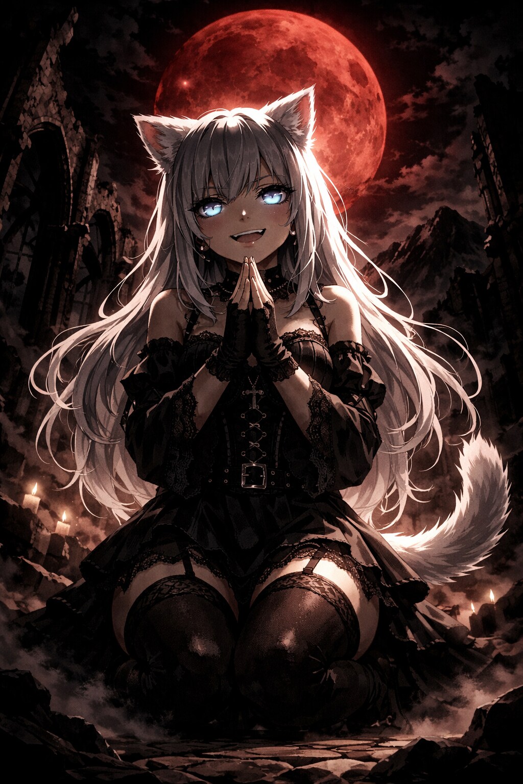 月の下で祈りましょー | の人気AIイラスト・グラビア