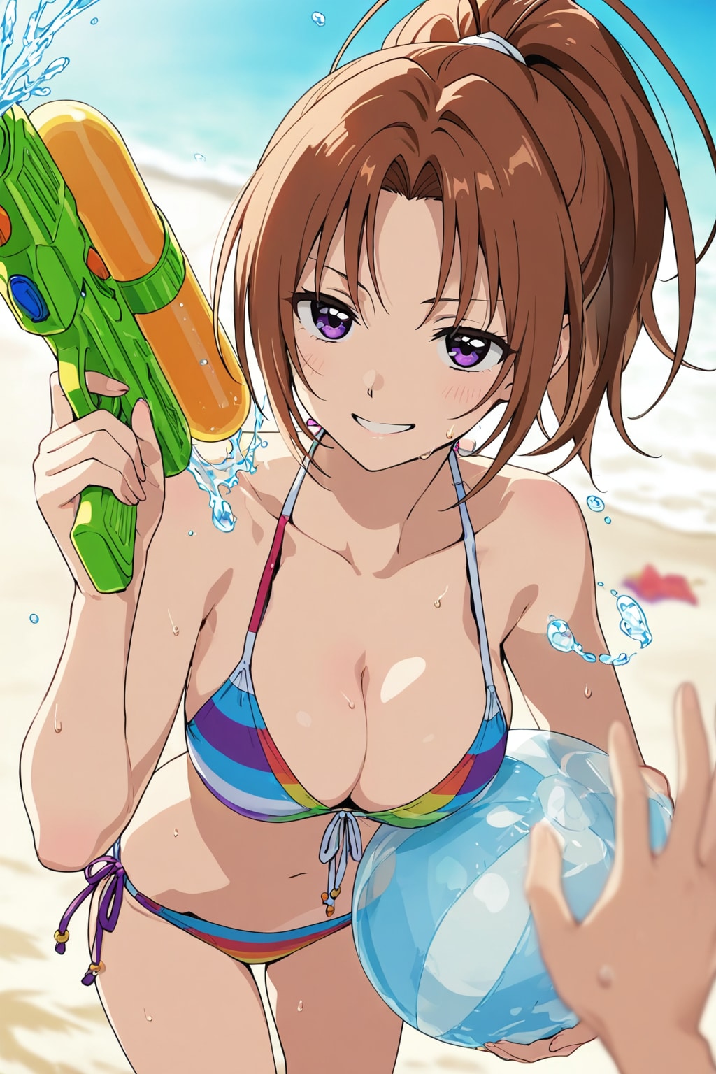 ビキニで水鉄砲で狙い撃ちな夏紀👙🔫🏖️❤️