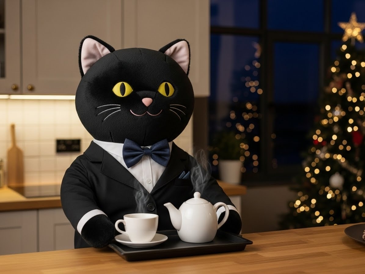 黒猫バーテンダーのクリスマス紅茶サービス | の人気AIイラスト・グラビア