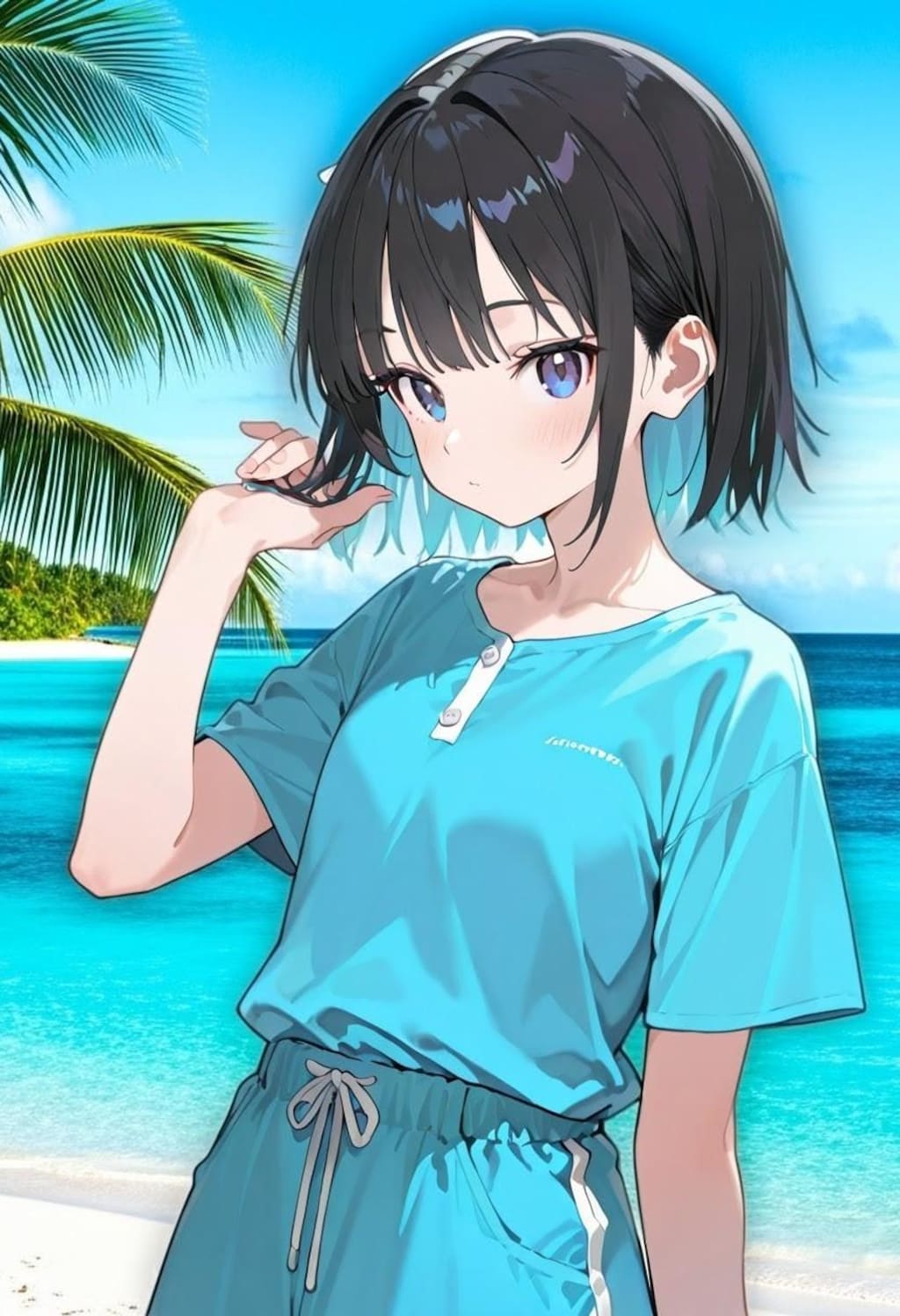 黒髪娘（背景挿入）