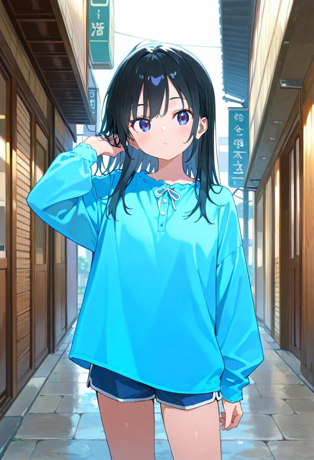 黒髪娘（背景挿入）