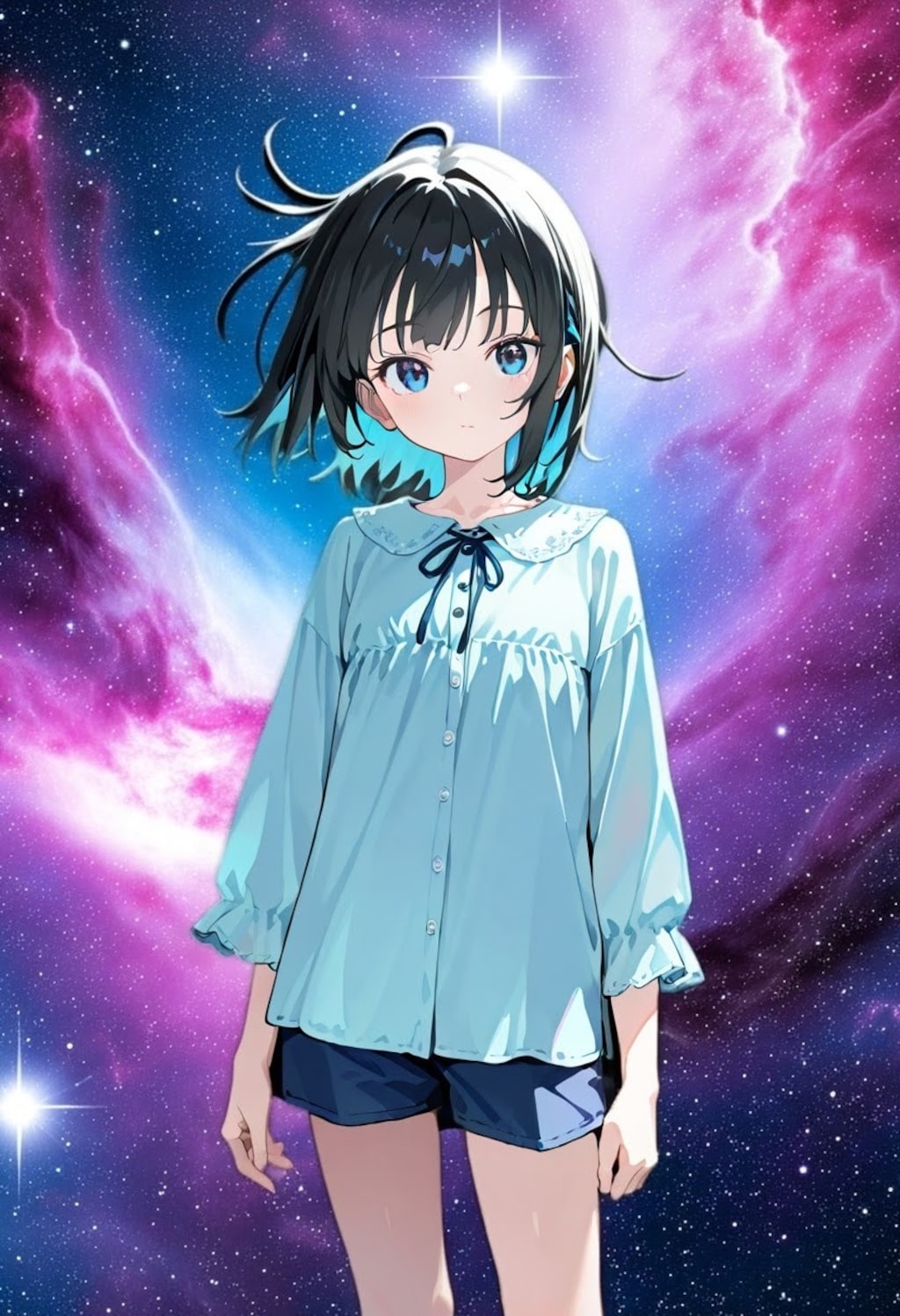 黒髪娘（背景挿入）