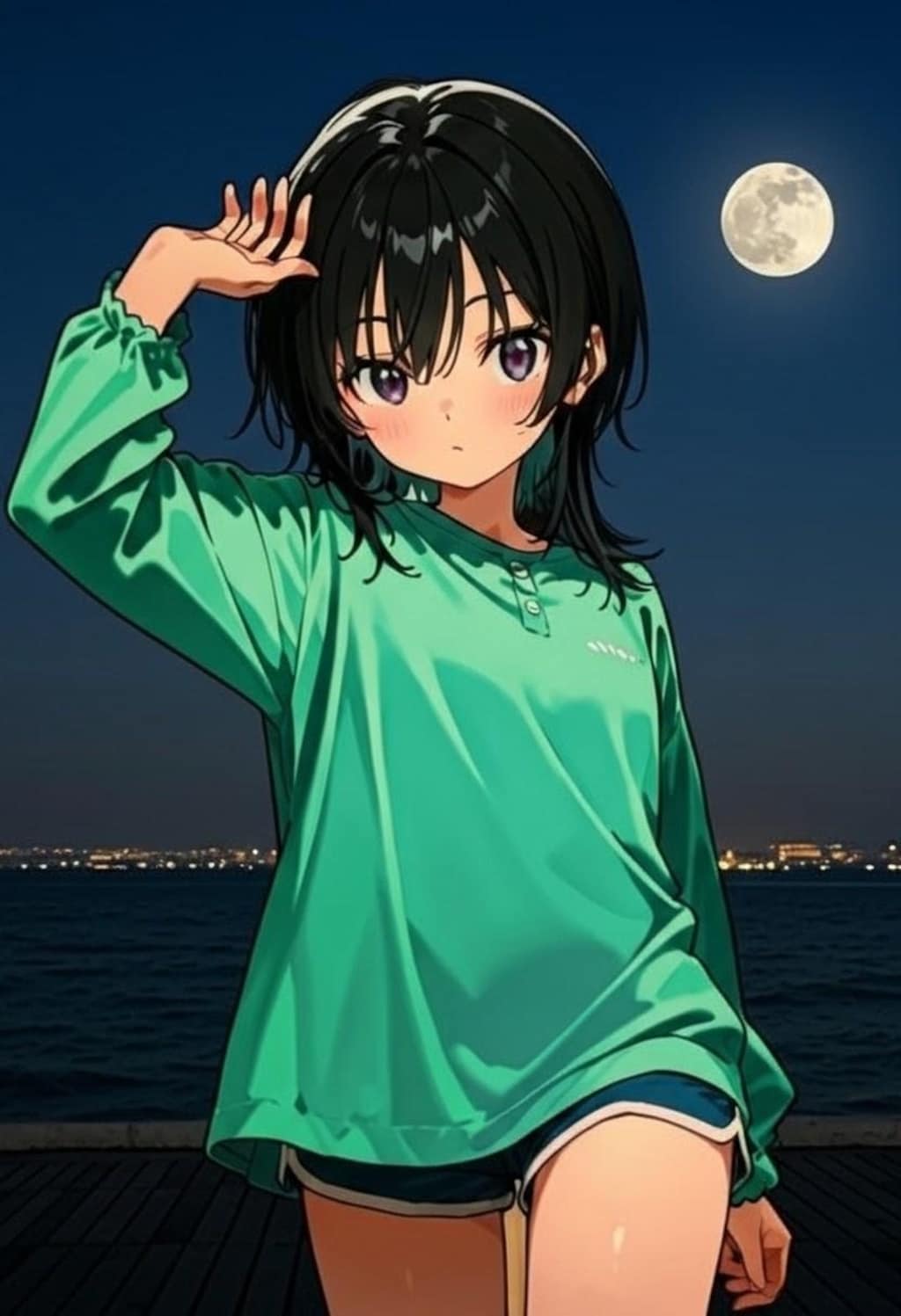 黒髪娘（背景挿入）