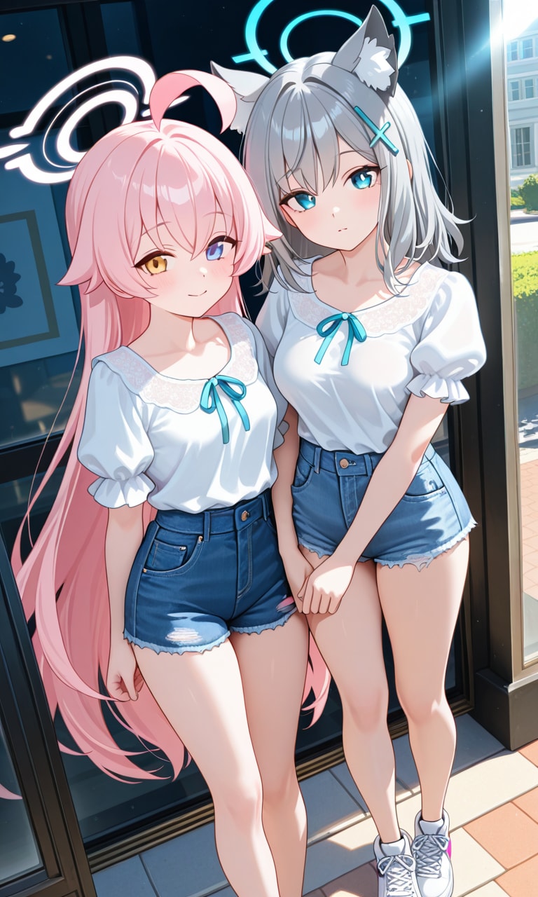 ホシノとシロコ　夏私服5 | の人気AIイラスト・グラビア