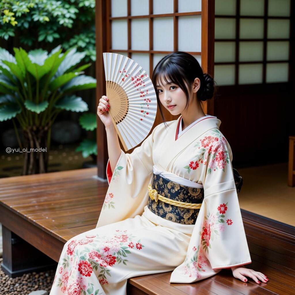 beauty-110 着物に扇子