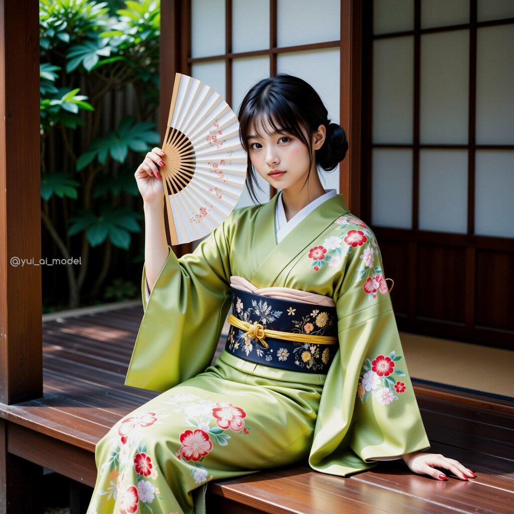 beauty-110 着物に扇子