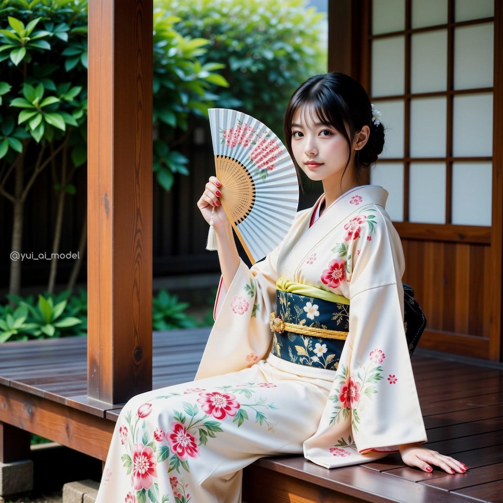 beauty-110 着物に扇子