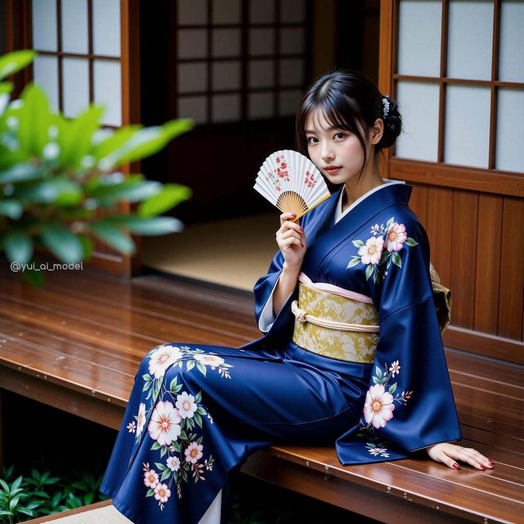 beauty-110 着物に扇子