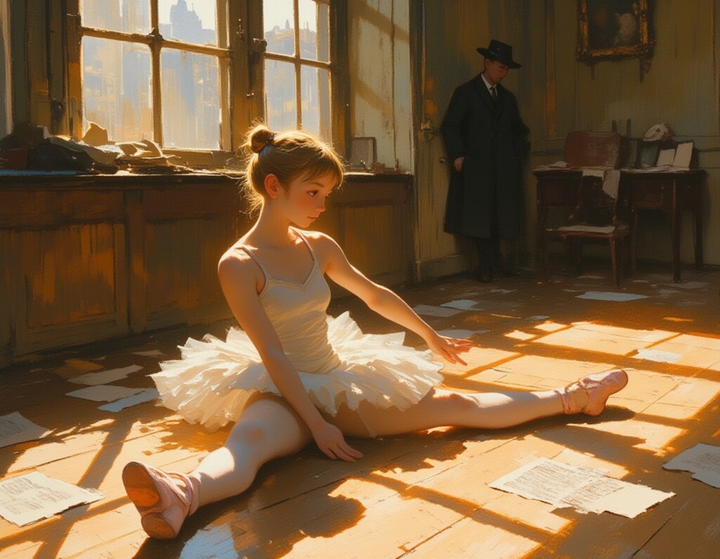 静かなるパトロン — バレエ練習室の練習情景