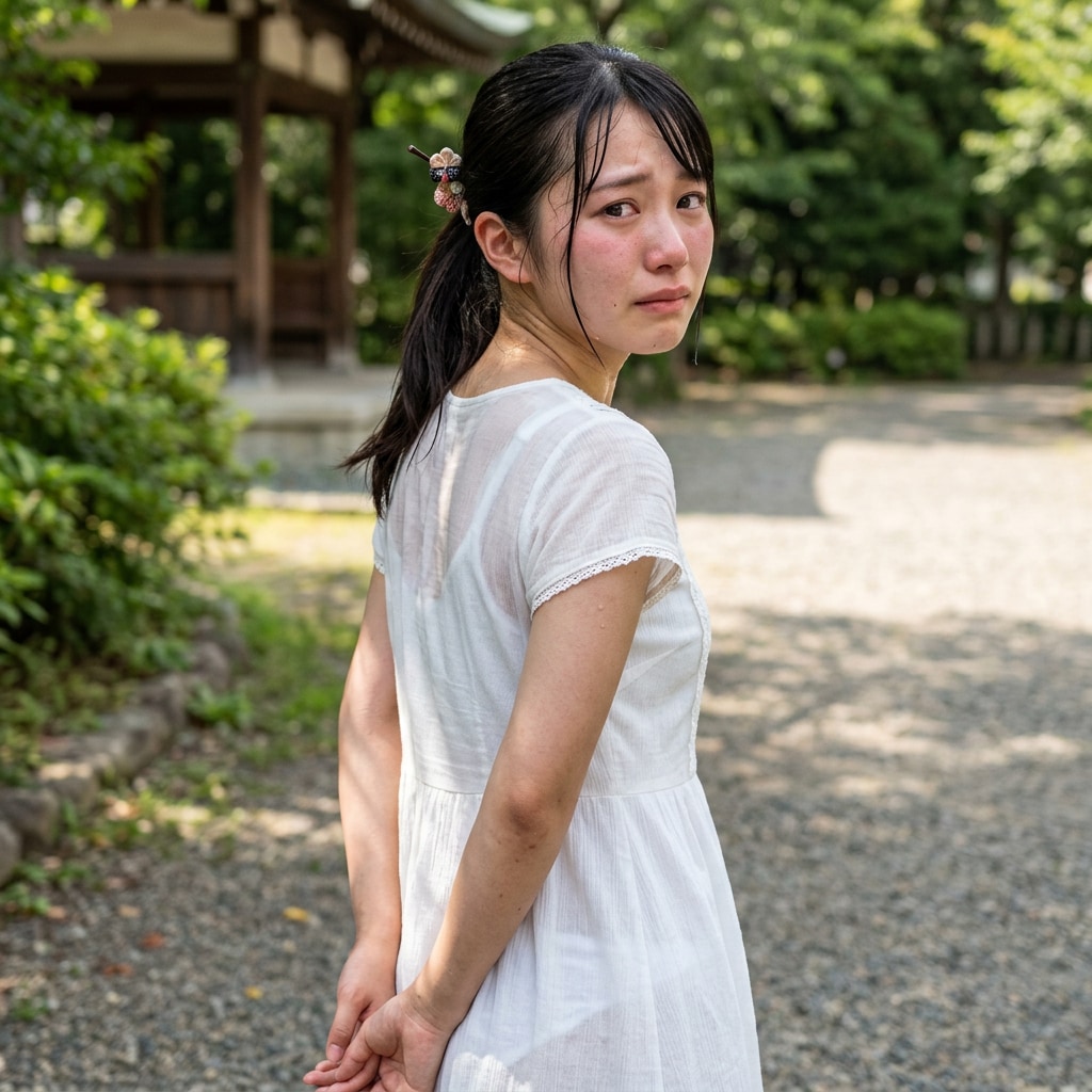 下着がバッチリ透けて見えるワンピースで外を歩かせる羞恥プレイ