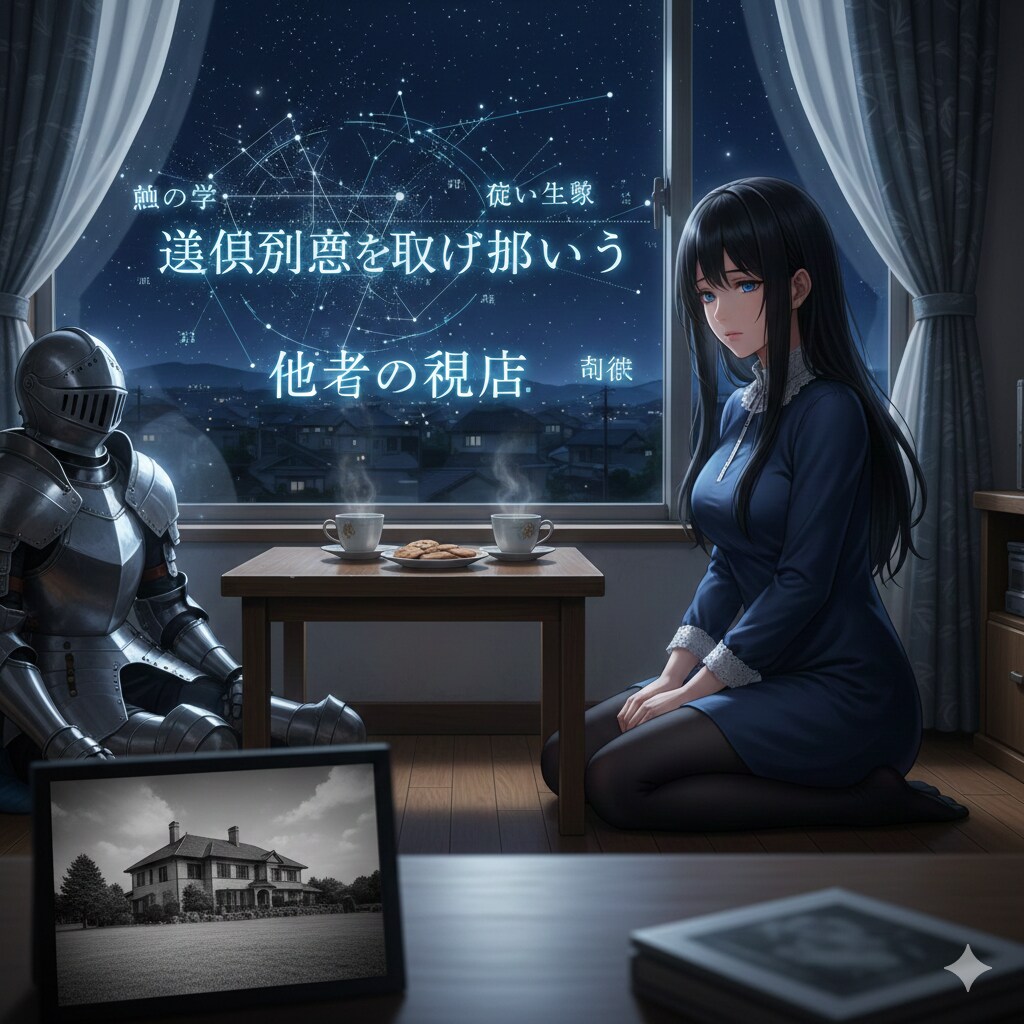 私服の葵さんと鎧