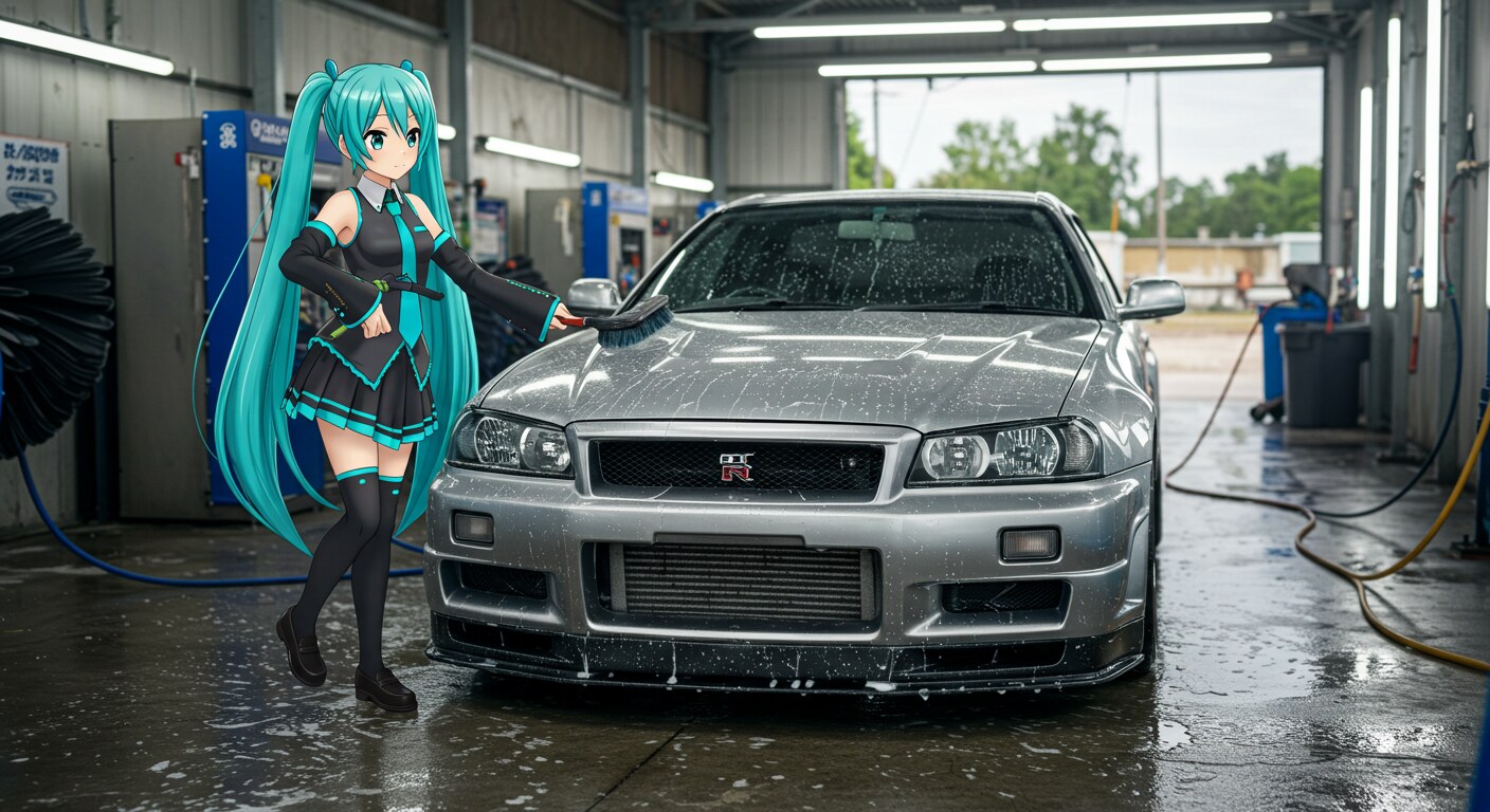 初音ミクR34GT-Rを洗う | の人気AIイラスト・グラビア
