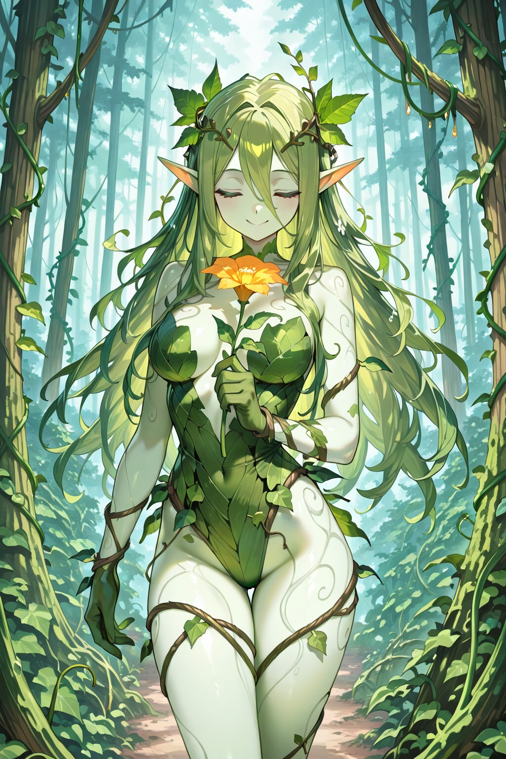 左手に花を持つDRYADちゃん