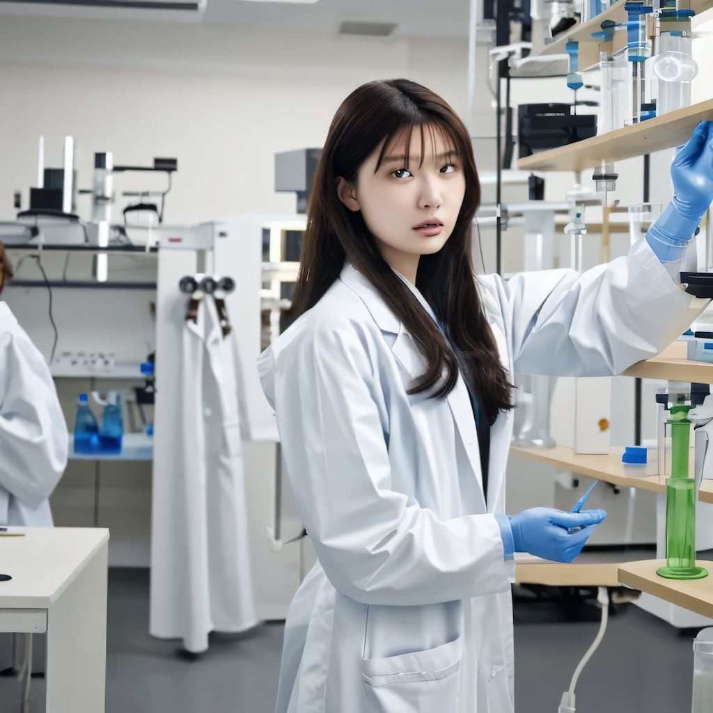 黒髪ロングで白衣の美女１３６