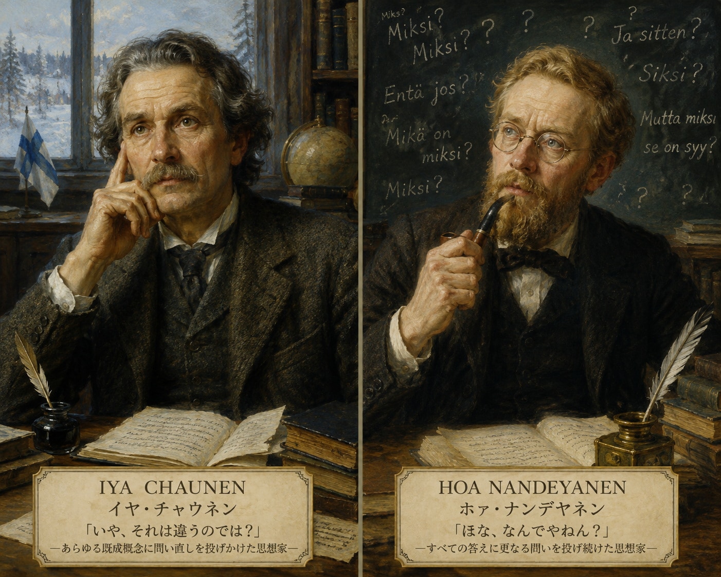 フィンランドの2人の思想家・ィヤ・チャウネン と ホヮ・ナンデヤネン | の人気AIイラスト・グラビア