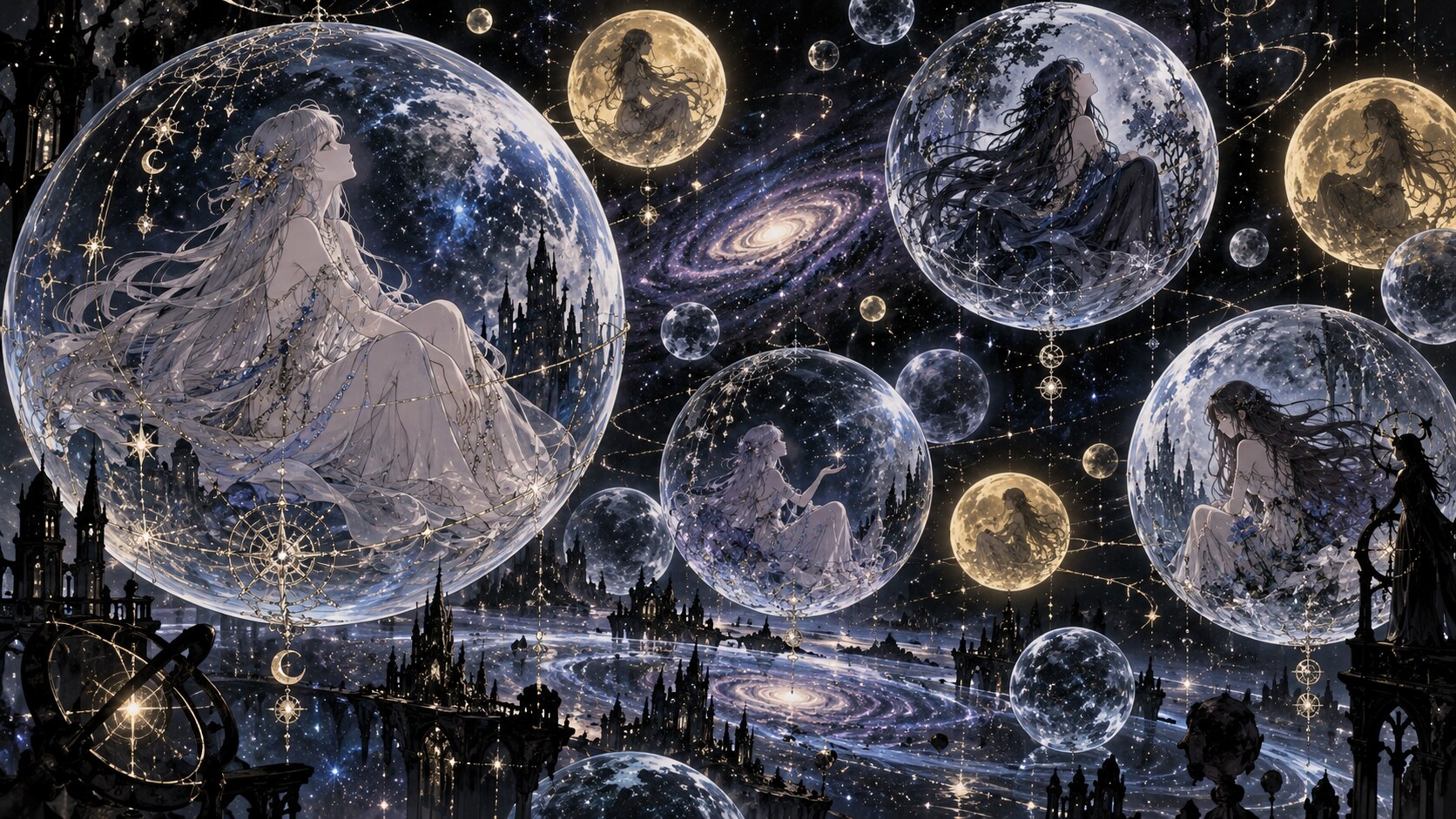 幻想宇宙の星々と水晶の女神たち | の人気AIイラスト・グラビア