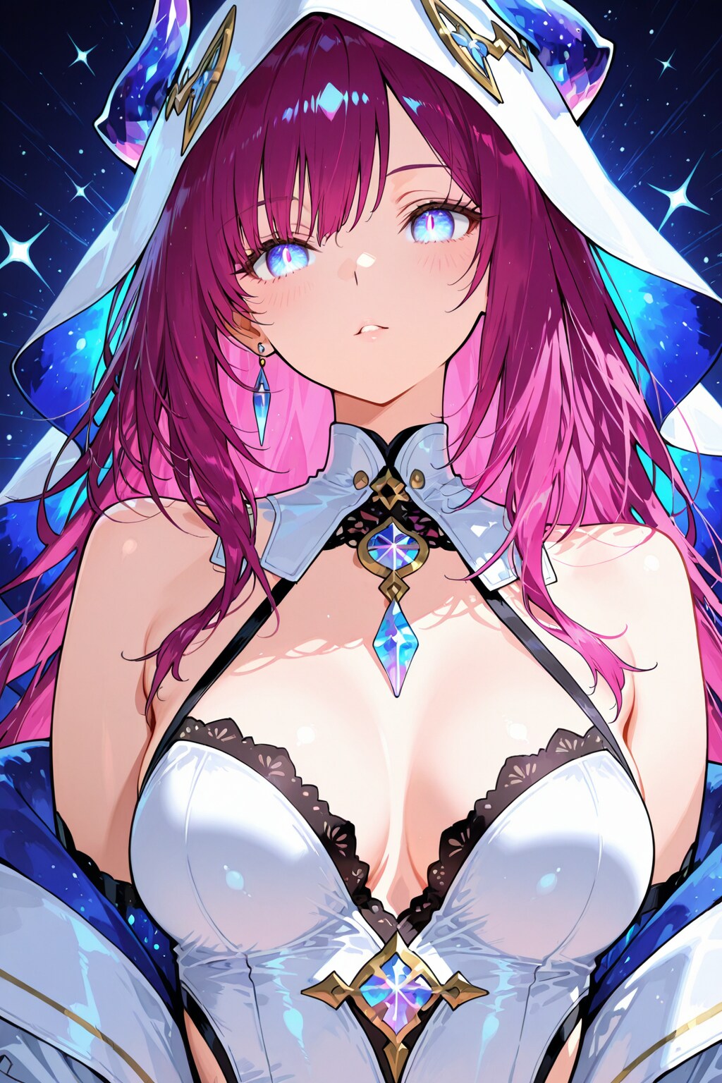 magenta long hair