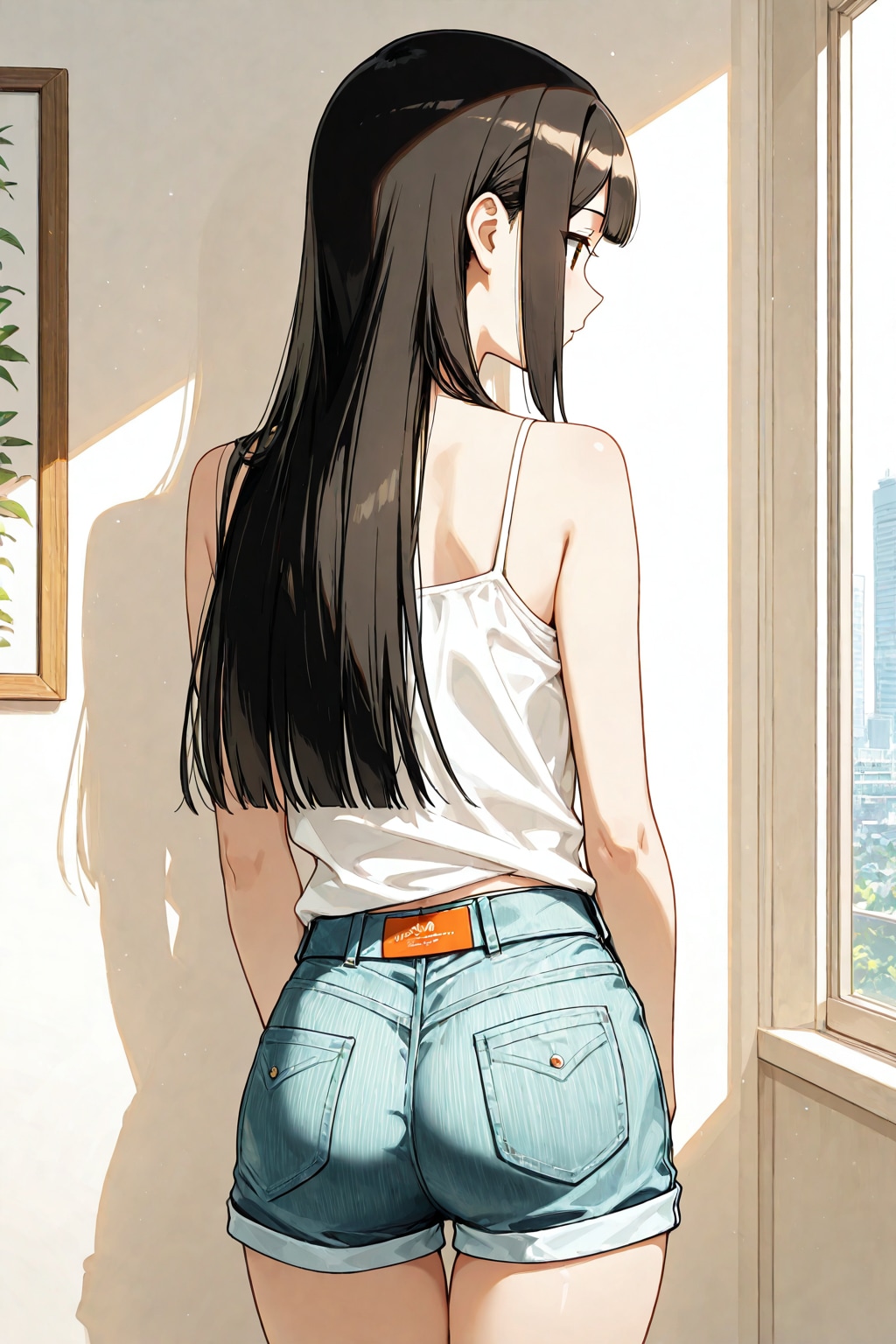 窓辺に立つ