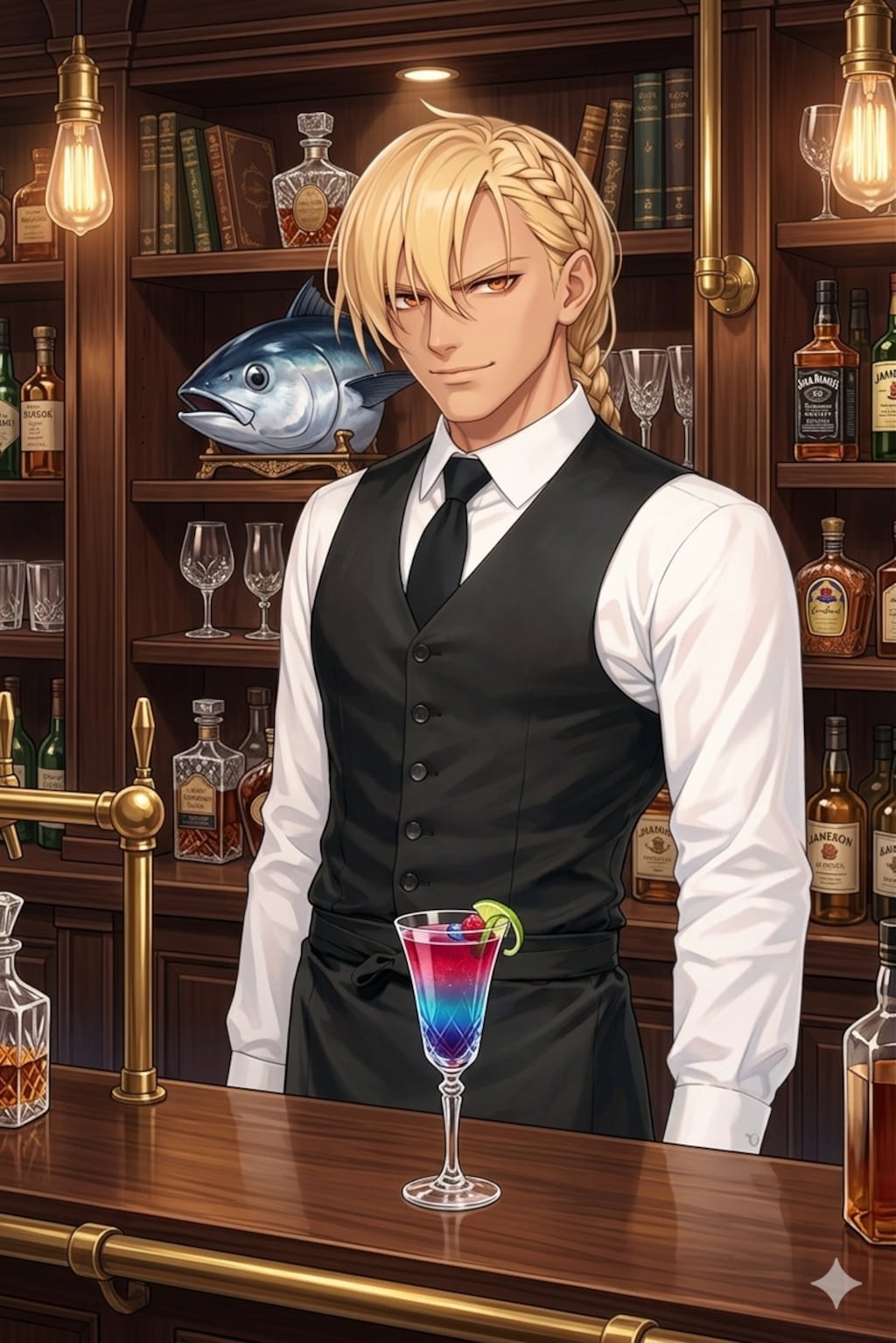 BARで働く男