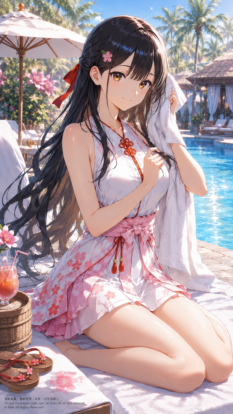 夏のプールの神楽さん | の人気AIイラスト・グラビア