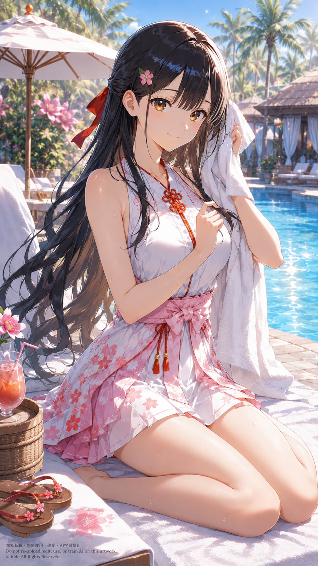 夏のプールの神楽さん