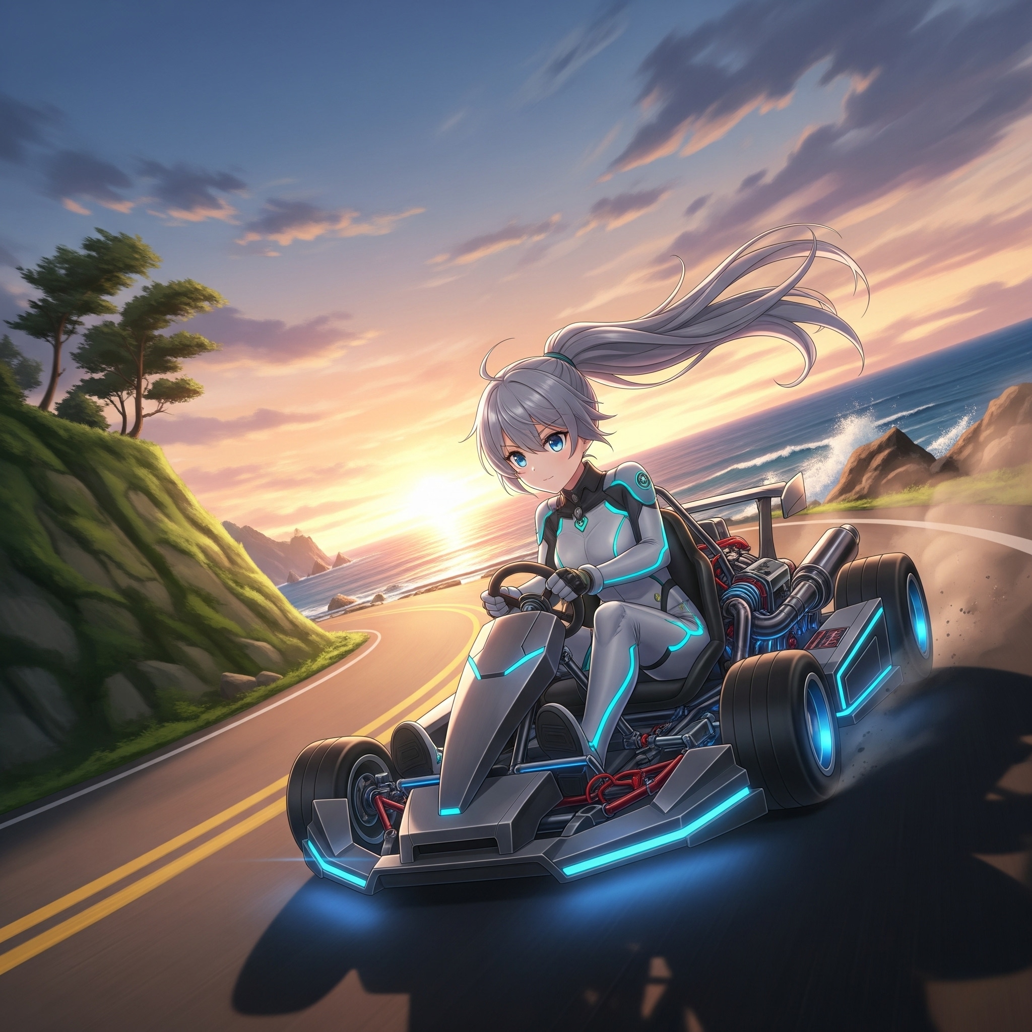 カートで海岸をドライブっ！ | の人気AIイラスト・グラビア