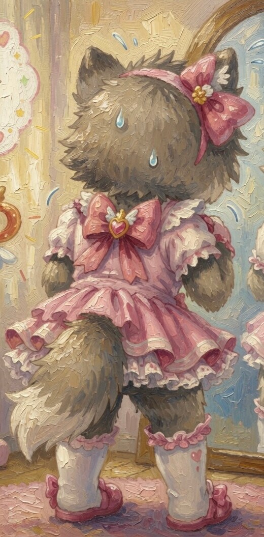 無理やり魔法少女の格好をさせられたオスケモくん
