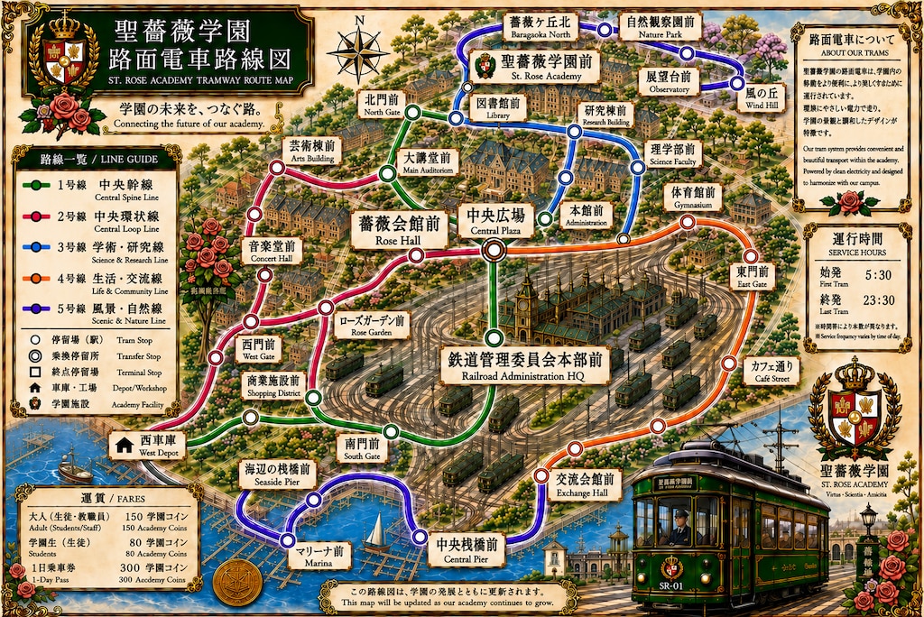 聖薔薇学園編〜路面電車路線図【第3版】〜