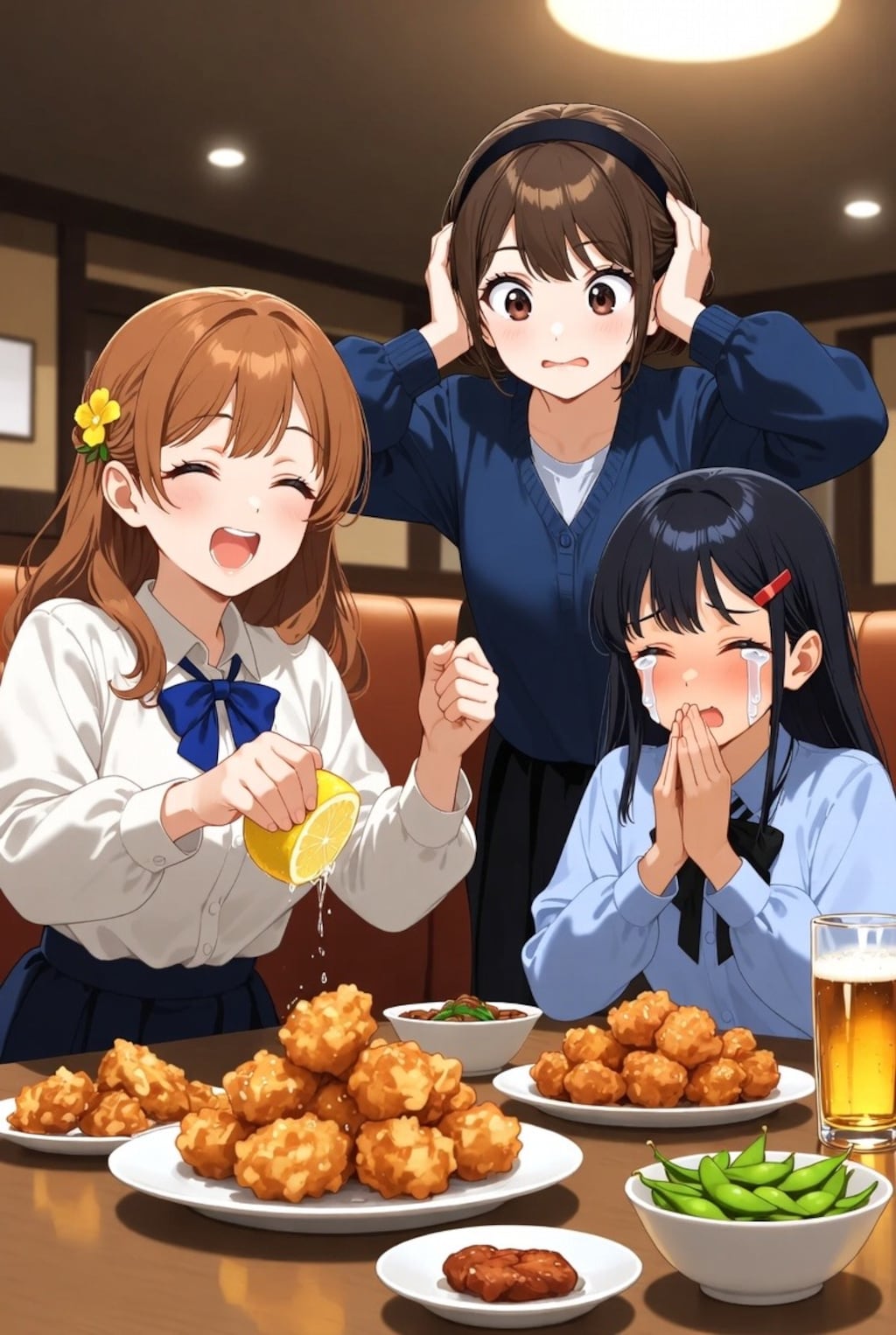 ノリノリで唐揚げにレモンをかける、勝手にかけられてギャン泣き