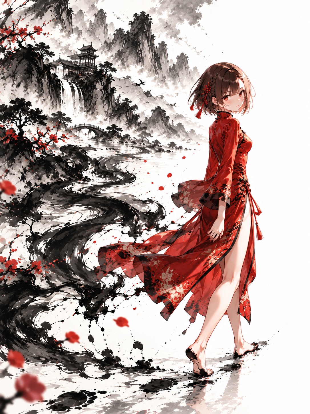 一歩、墨を落とす。 | の人気AIイラスト・グラビア