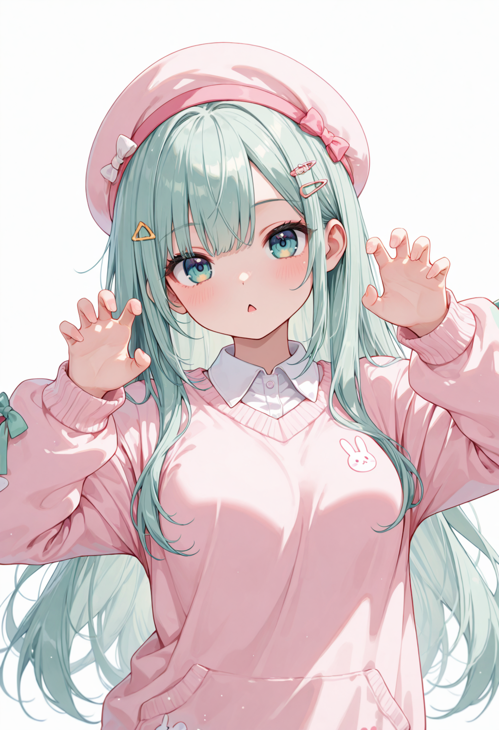 黒瀬さやかさんと初香ちゃんで手で髪を束ねてガオー