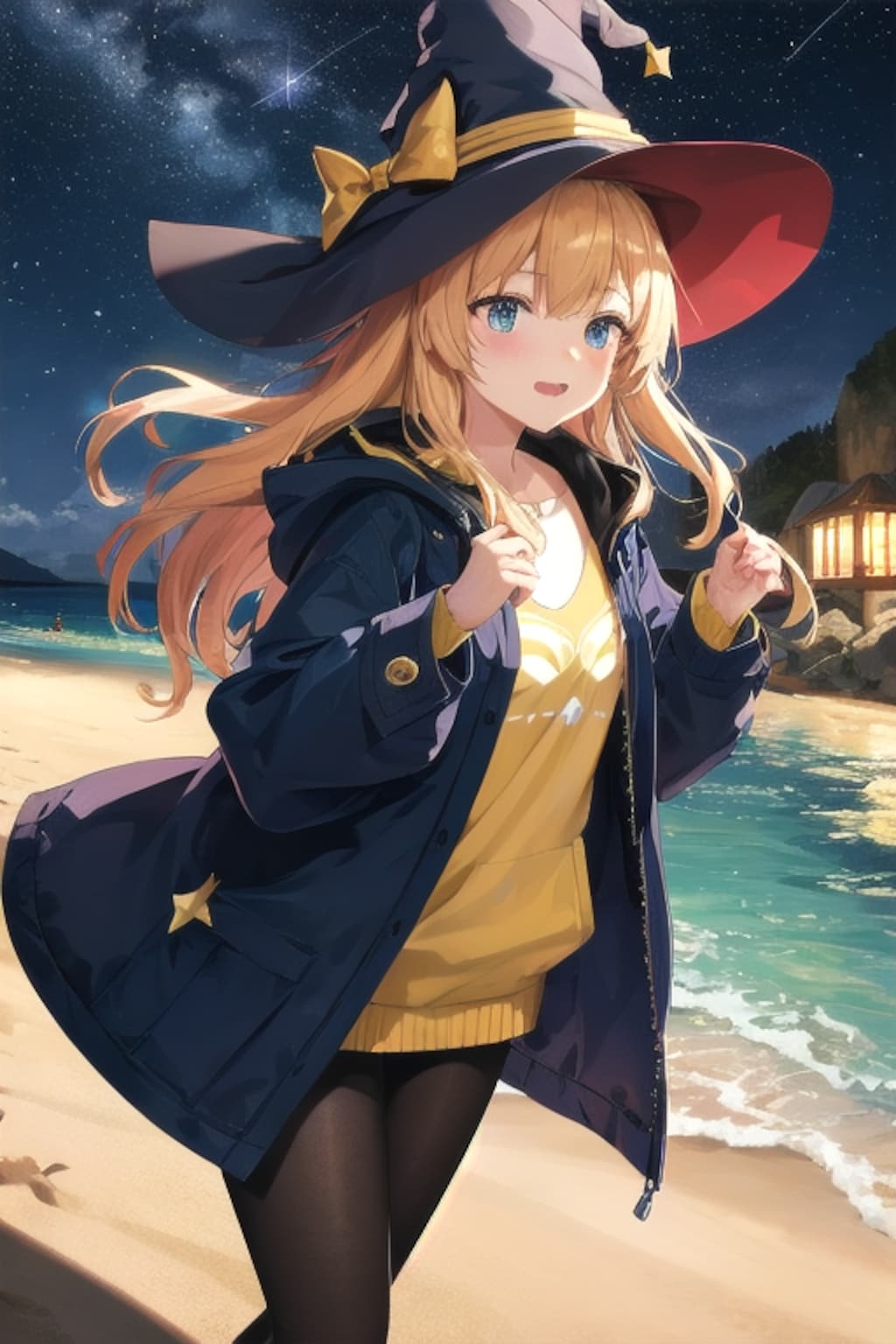 砂浜の魔女と星空