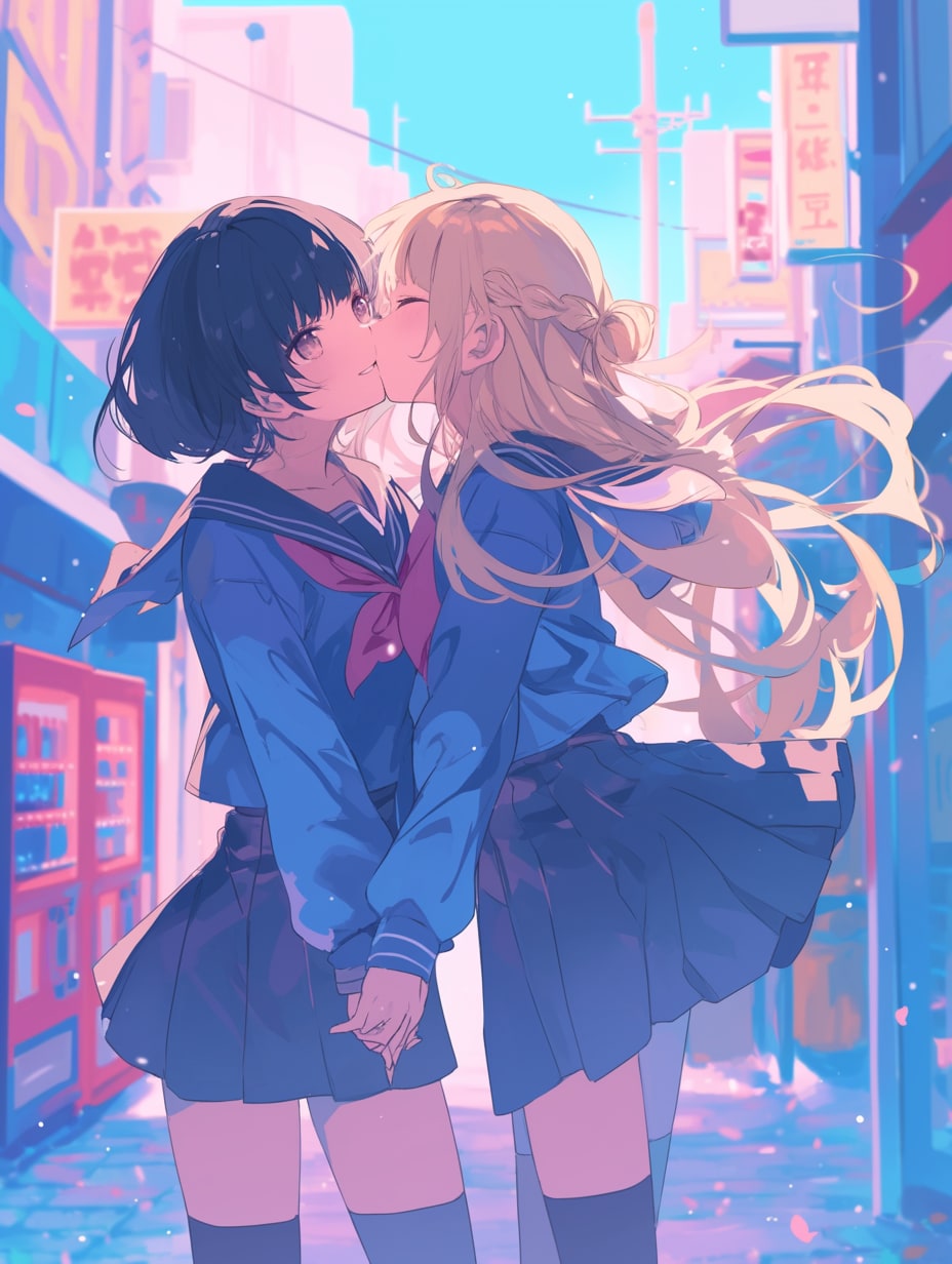 キスしたい二人のJK29 | の人気AIイラスト・グラビア