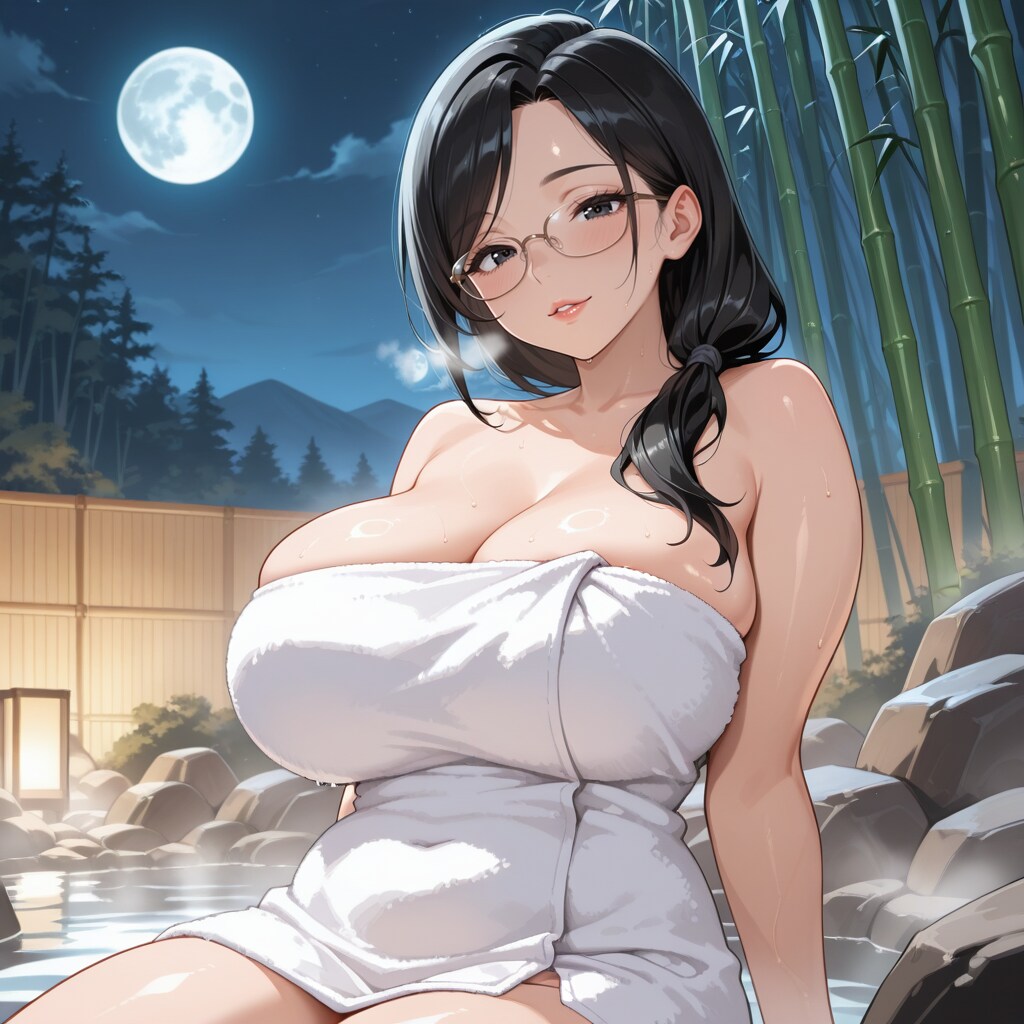 月夜の温泉