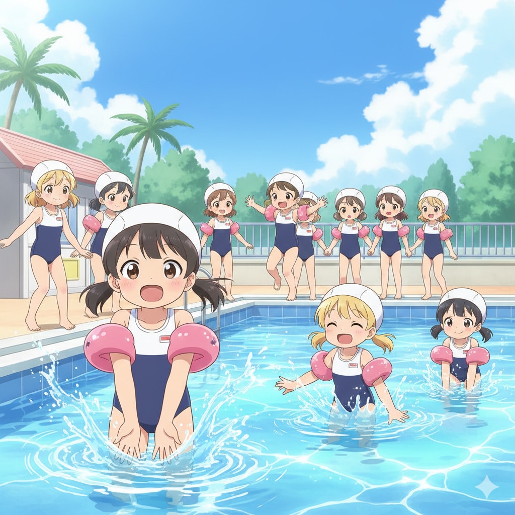 ようちえんでプール